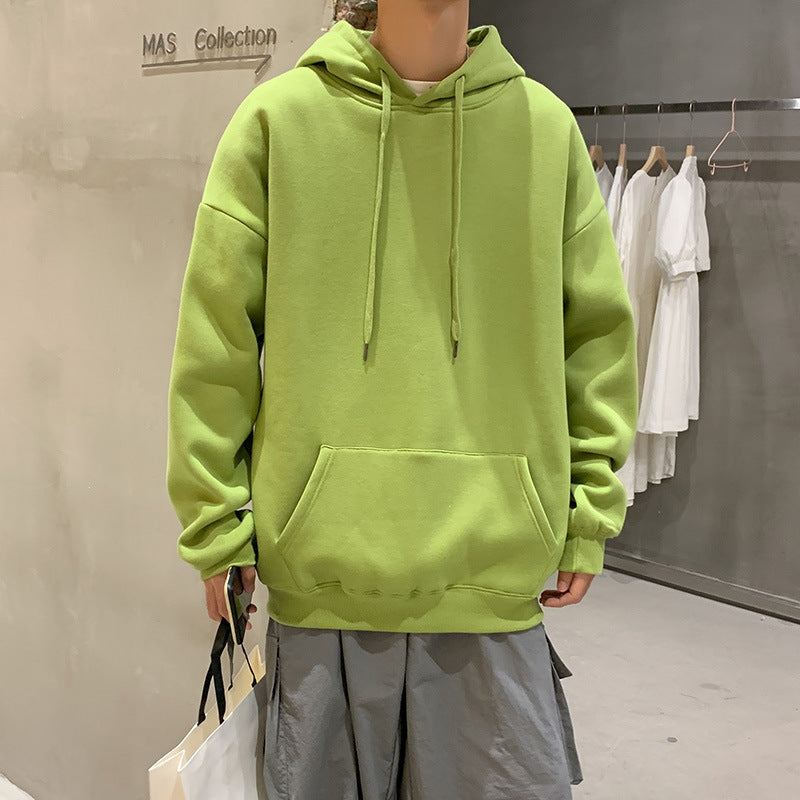 EVRSK8 Hoodie: Solid Color Pullover Hooded Sweater Men Plus Fleece Long-Sleeved Sports Blank Plus Fleece