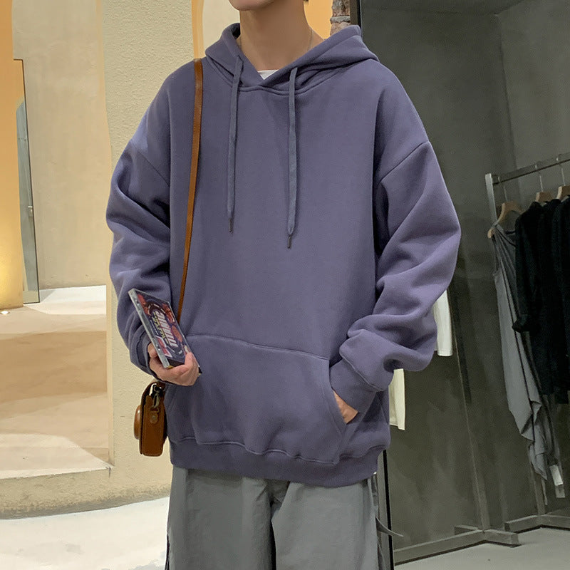 EVRSK8 Hoodie: Solid Color Pullover Hooded Sweater Men Plus Fleece Long-Sleeved Sports Blank Plus Fleece