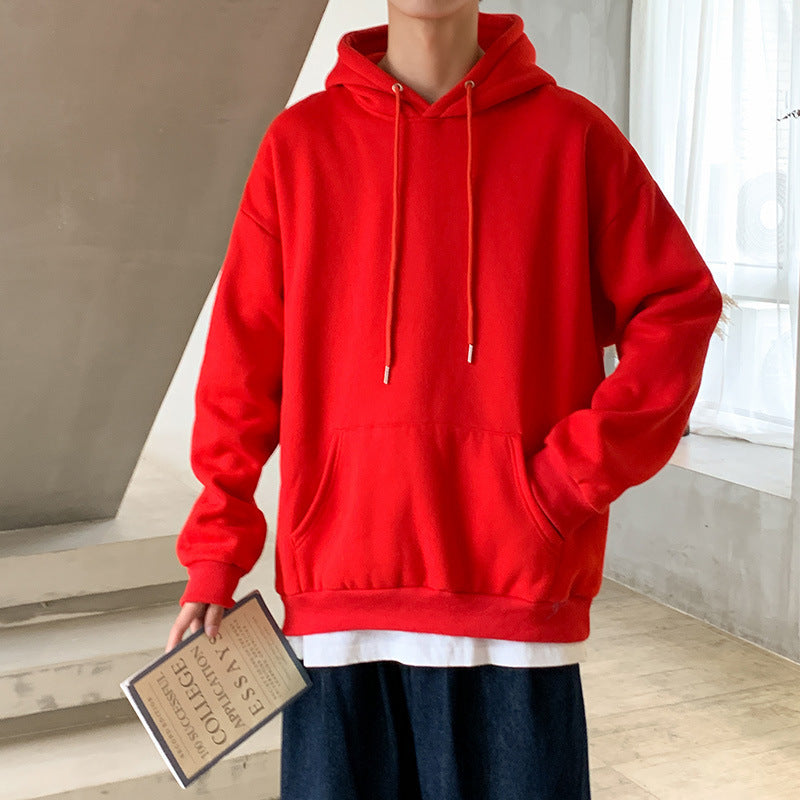 EVRSK8 Hoodie: Solid Color Pullover Hooded Sweater Men Plus Fleece Long-Sleeved Sports Blank Plus Fleece