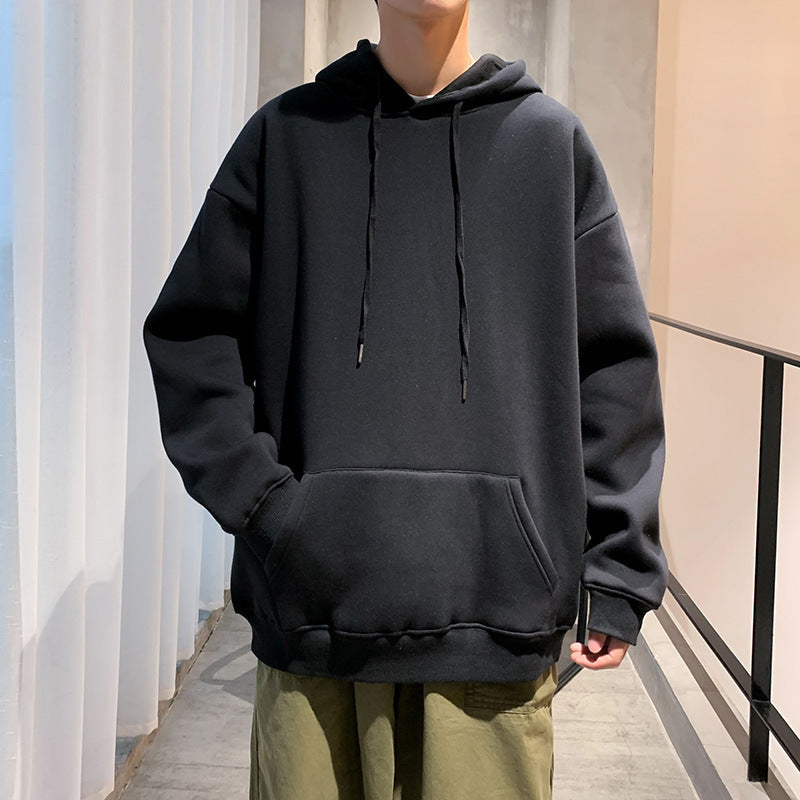 EVRSK8 Hoodie: Solid Color Pullover Hooded Sweater Men Plus Fleece Long-Sleeved Sports Blank Plus Fleece