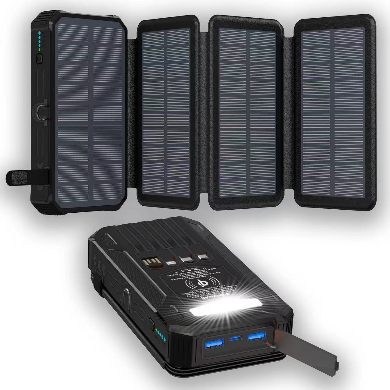 EVRSK8 Solar Power Pack: Three Fold Bank Folding Outdoor Portable Large Capacity Mobile Power Supply