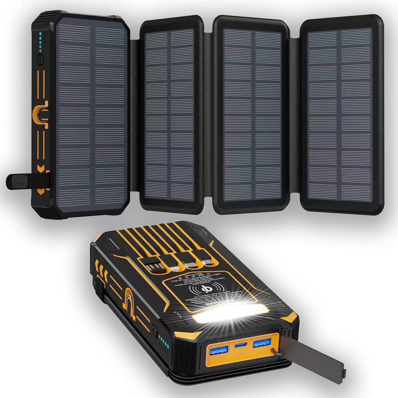 EVRSK8 Solar Power Pack: Three Fold Bank Folding Outdoor Portable Large Capacity Mobile Power Supply
